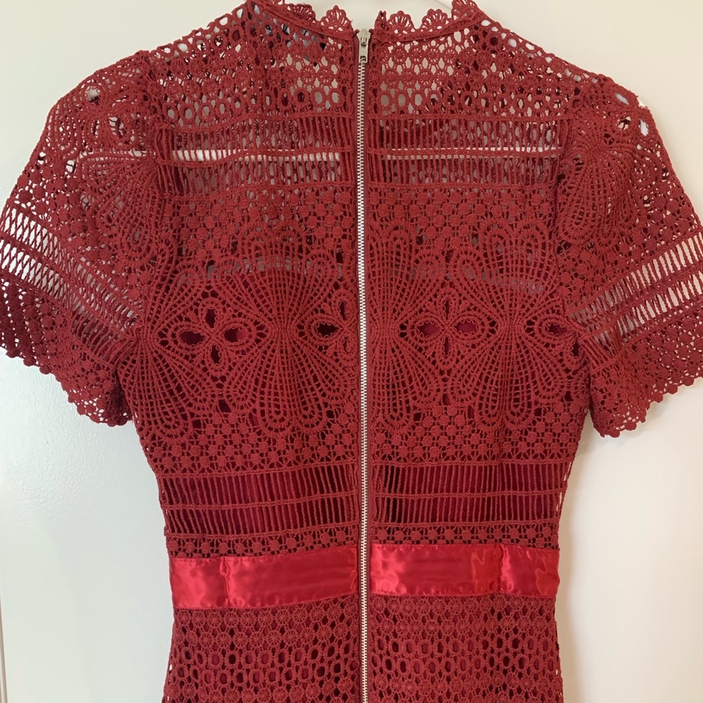Lulus EUC XS red maxi lace overlay dress - Picture 7 of 13